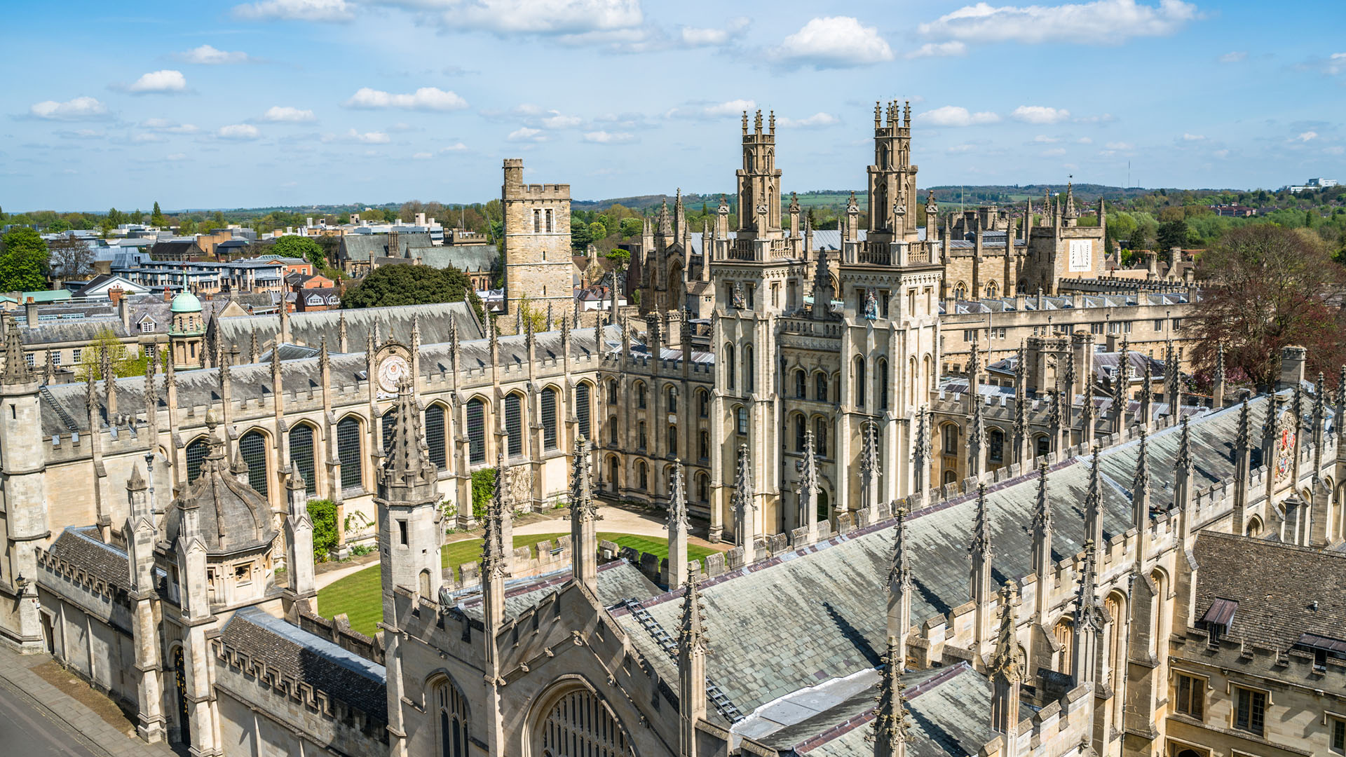 Oxford’s All Souls College under a sunny blue sky