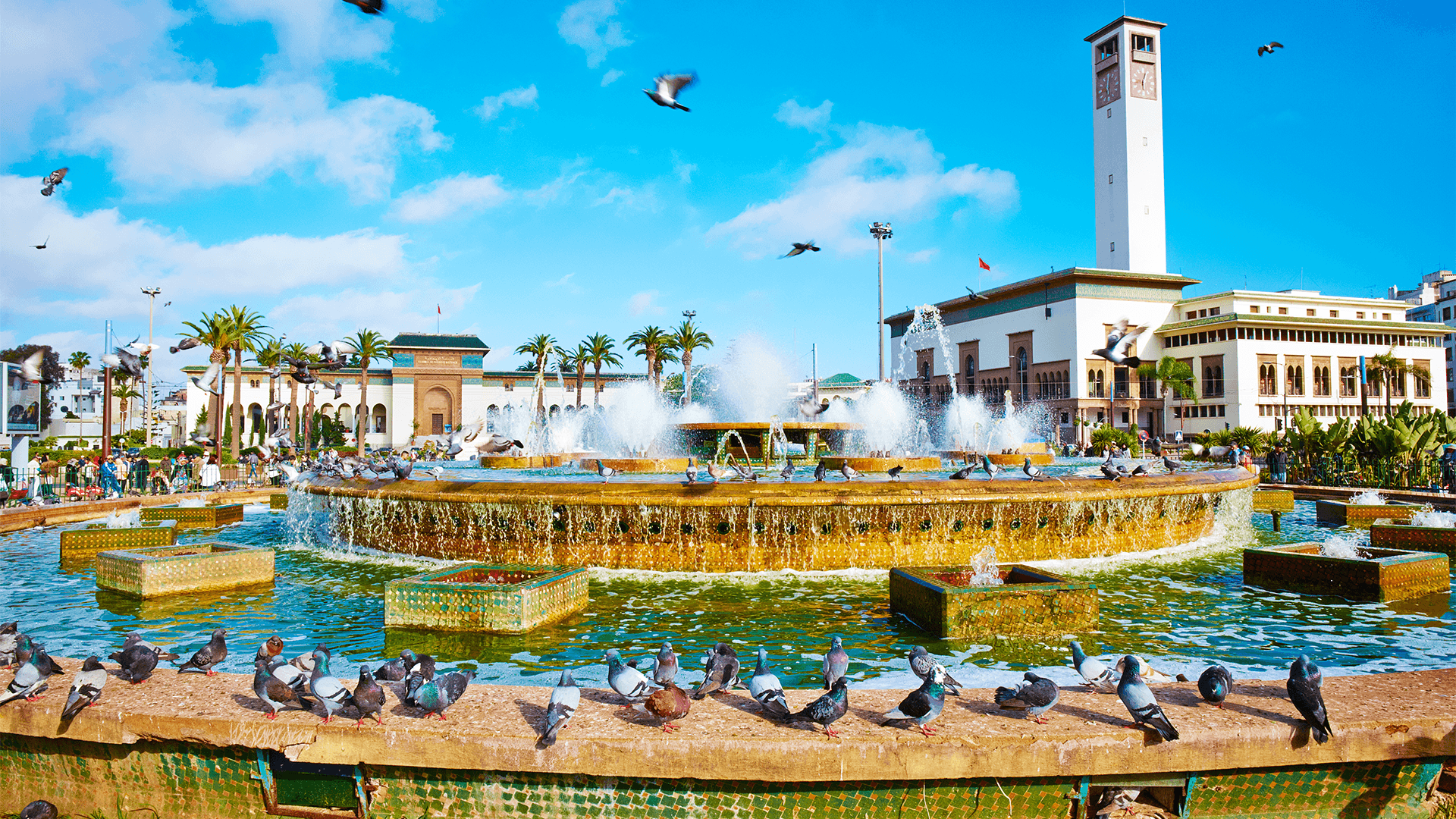 Fountain and square in central Casablanca