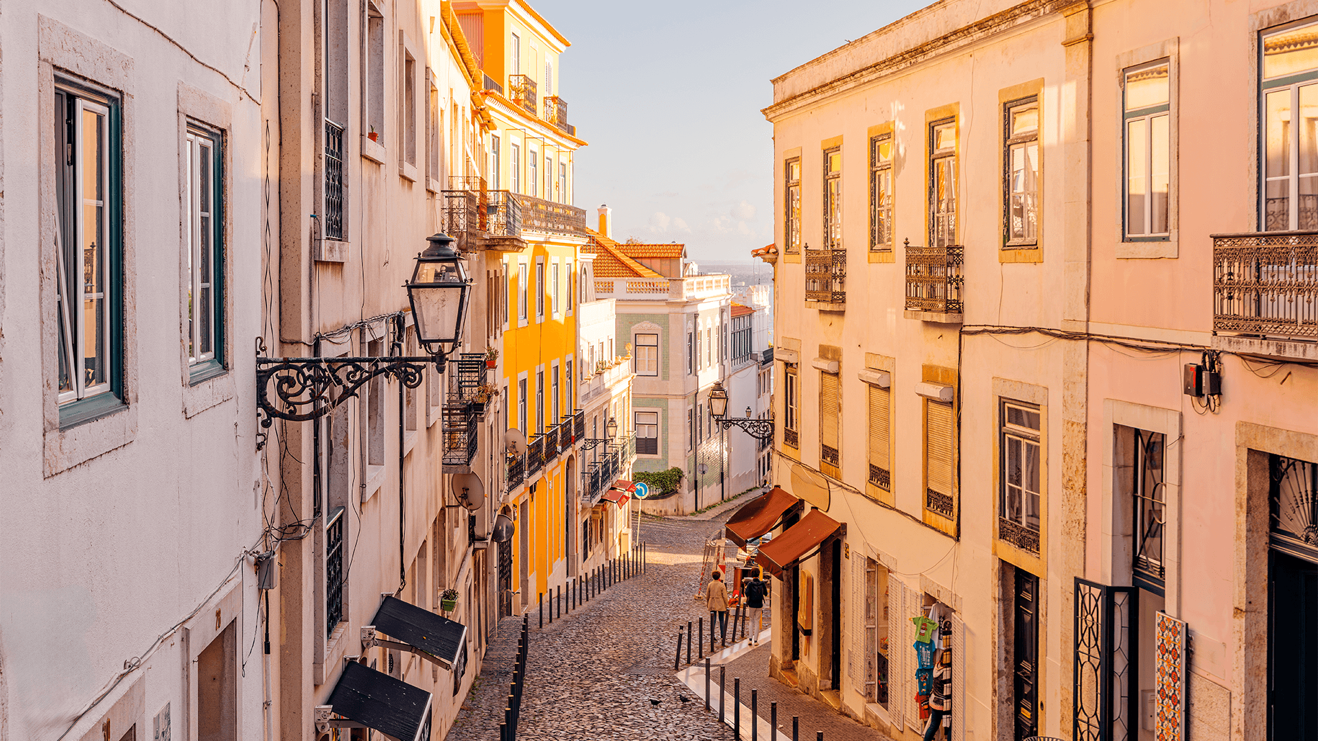 Sunny streets of Alfama, Lisbon