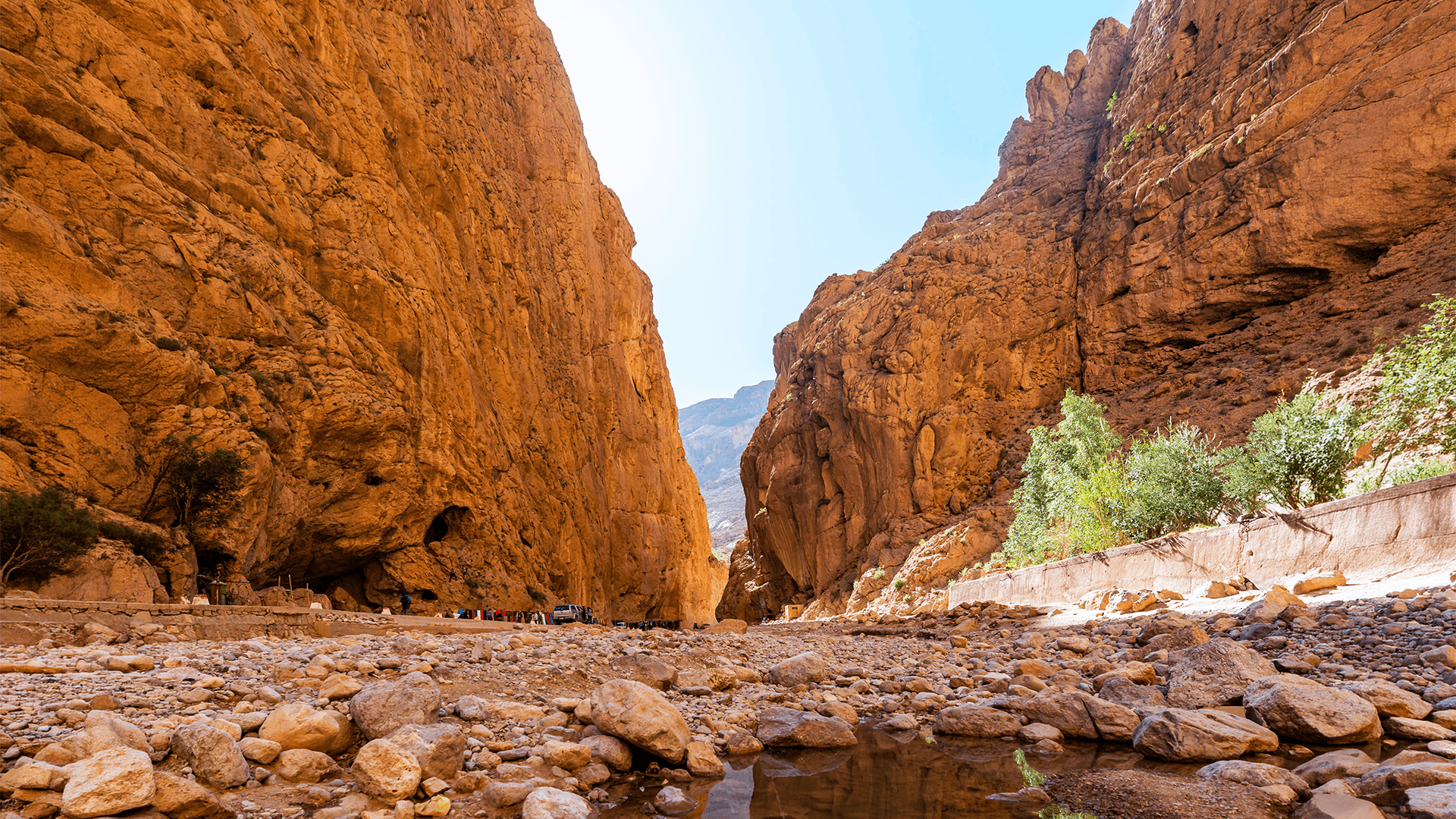 Sandstone rock canyon walls at Todgha Gorge