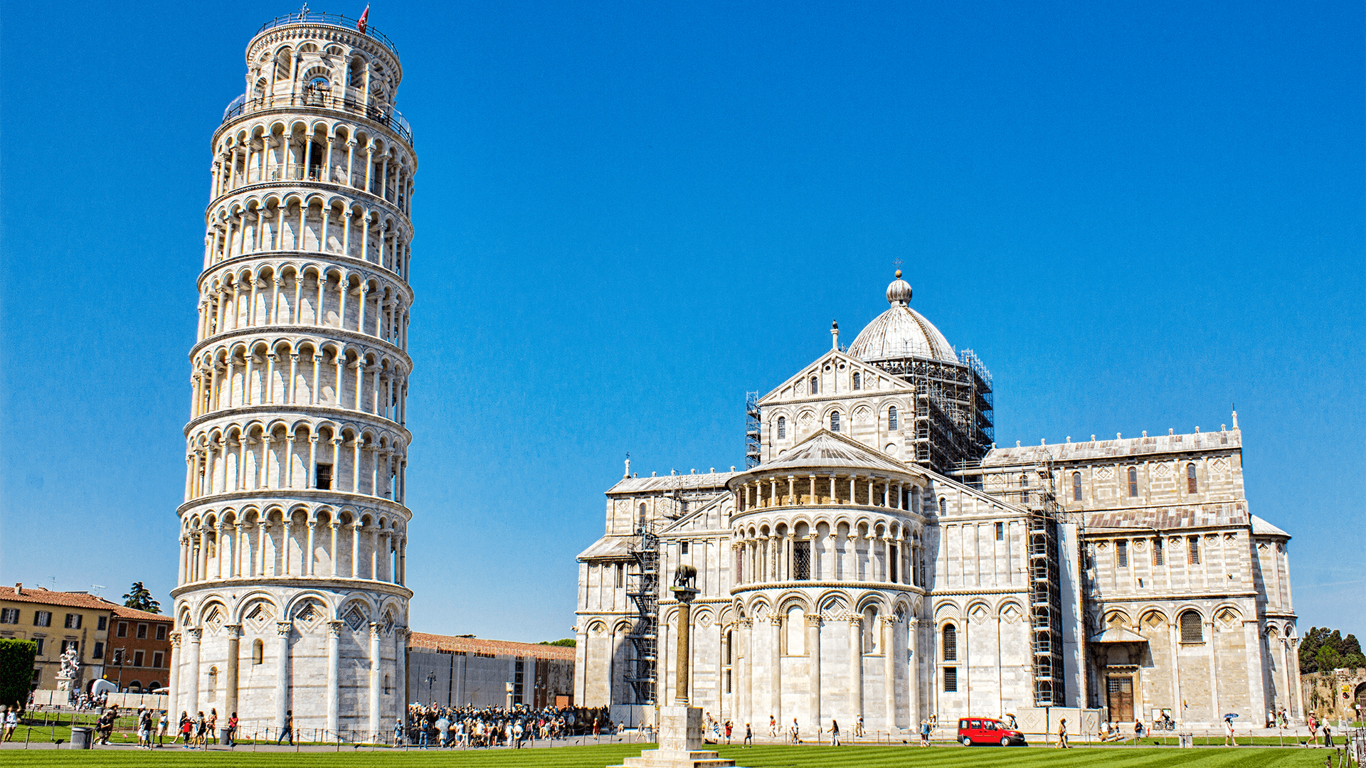The Leaning Tower of Pisa in Italy during the day
