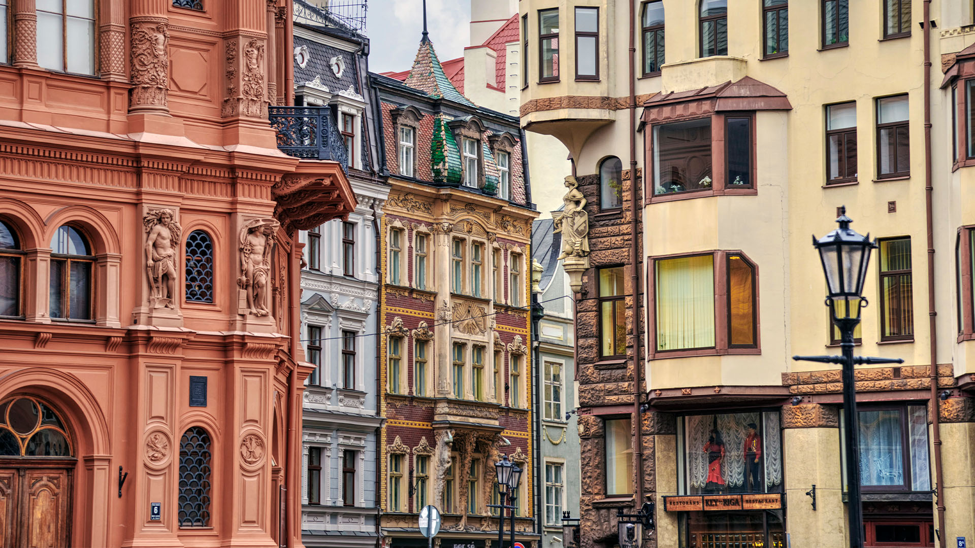 Ornate architecture in Old Town Riga