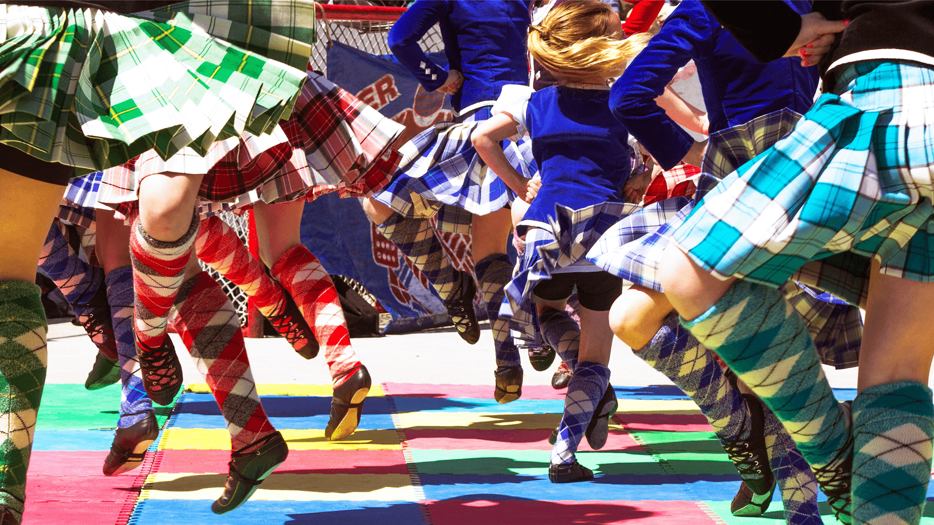 Dancers performing a traditional Highland dance
