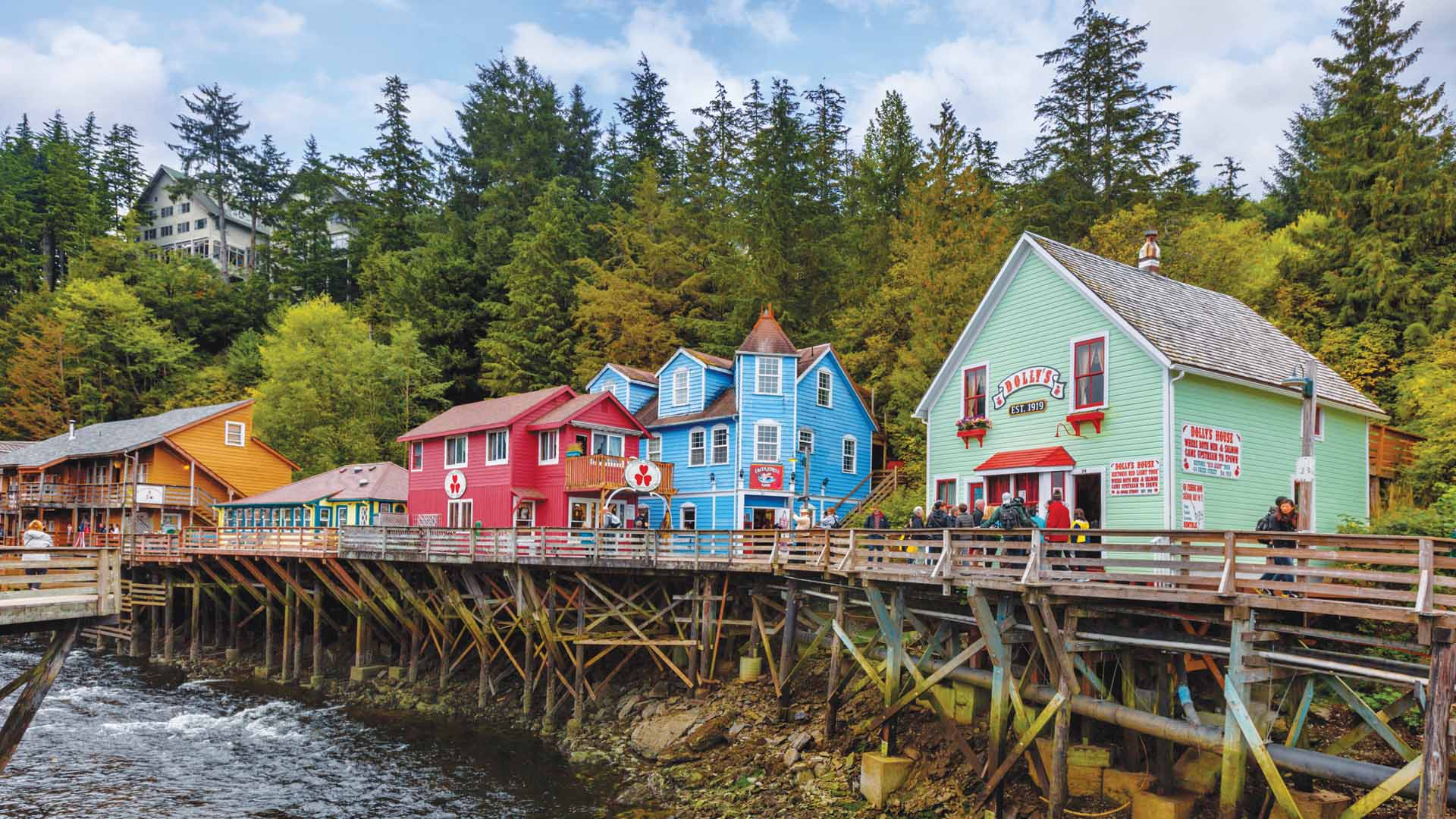 Colourful buildings along downtown Ketchikan