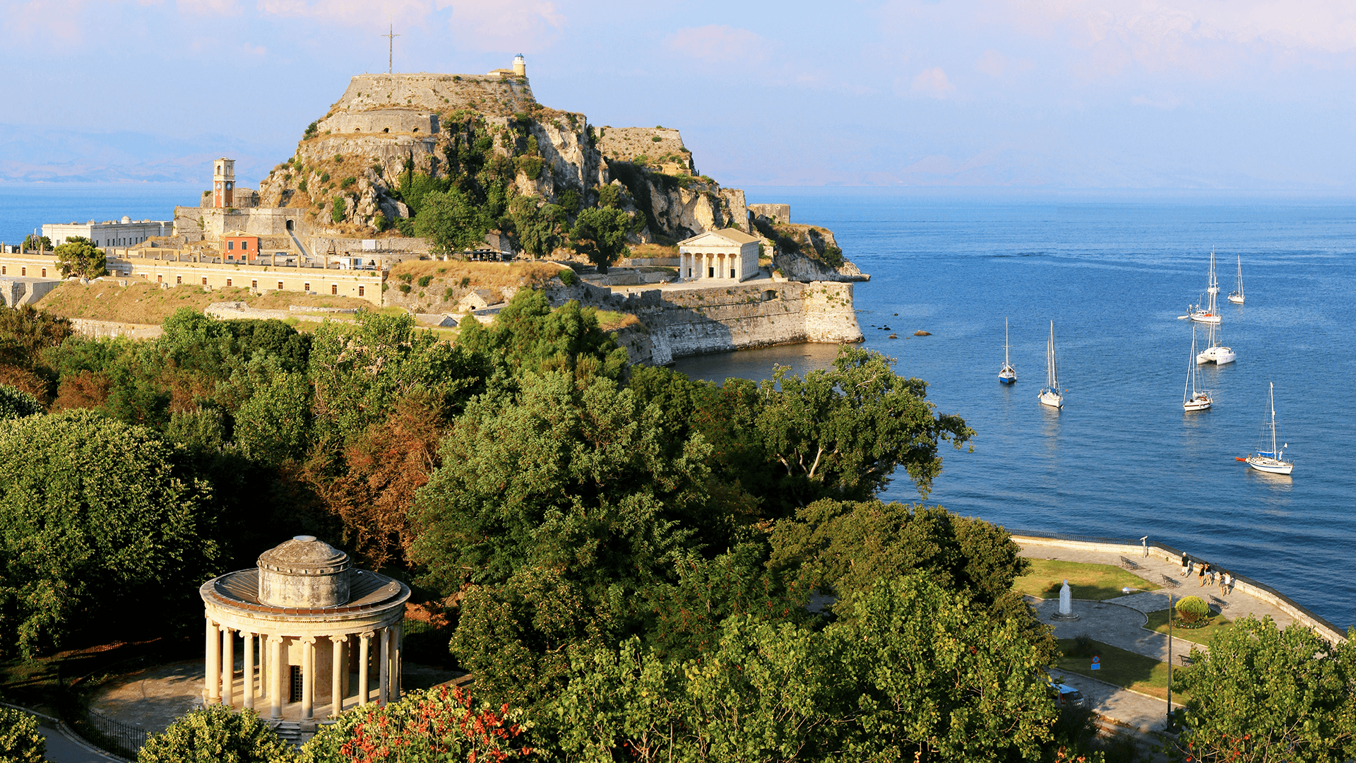 View on the old fort, Corfu, in Greece