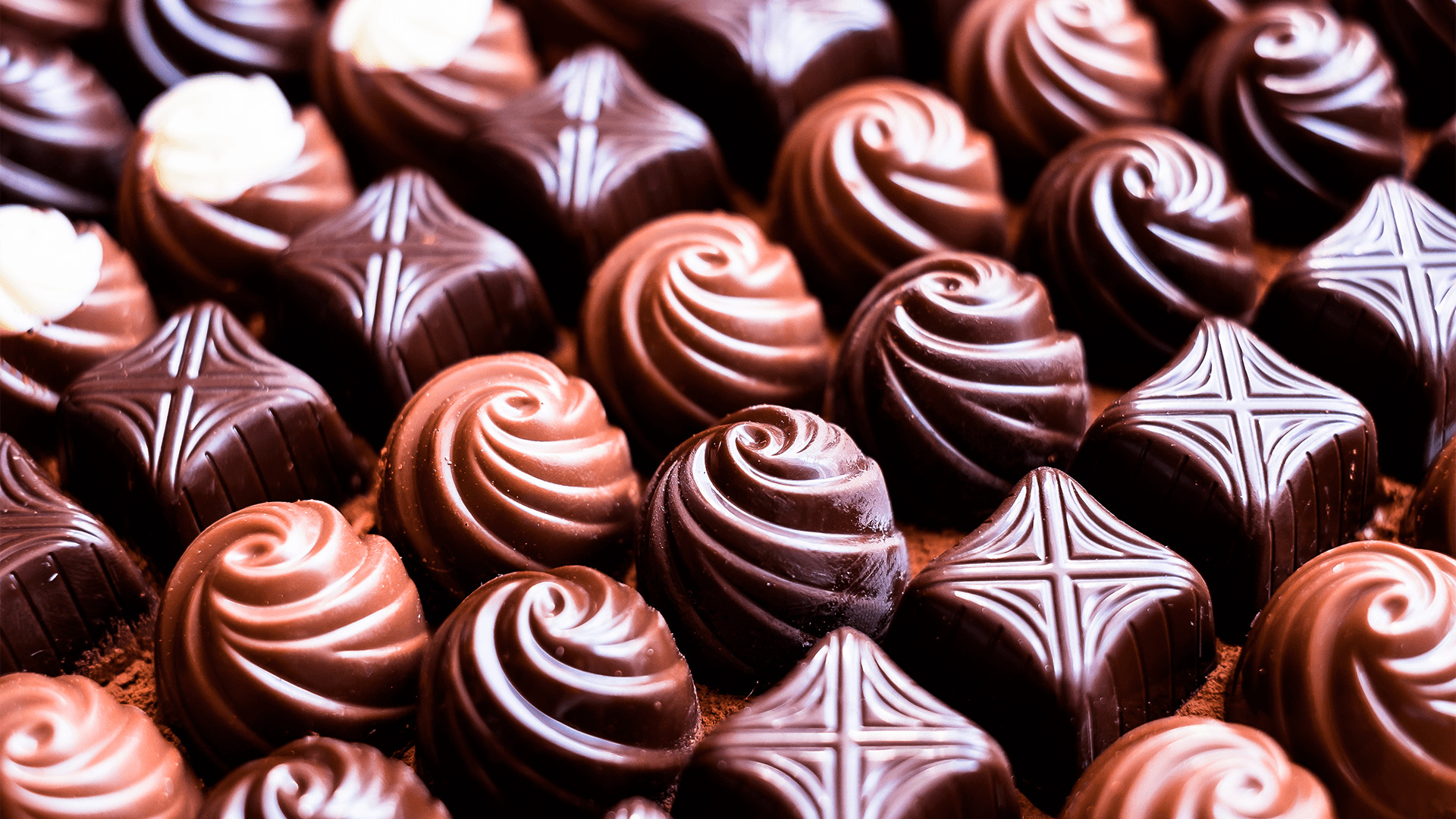 Collection of dark, milk and white chocolate sweets