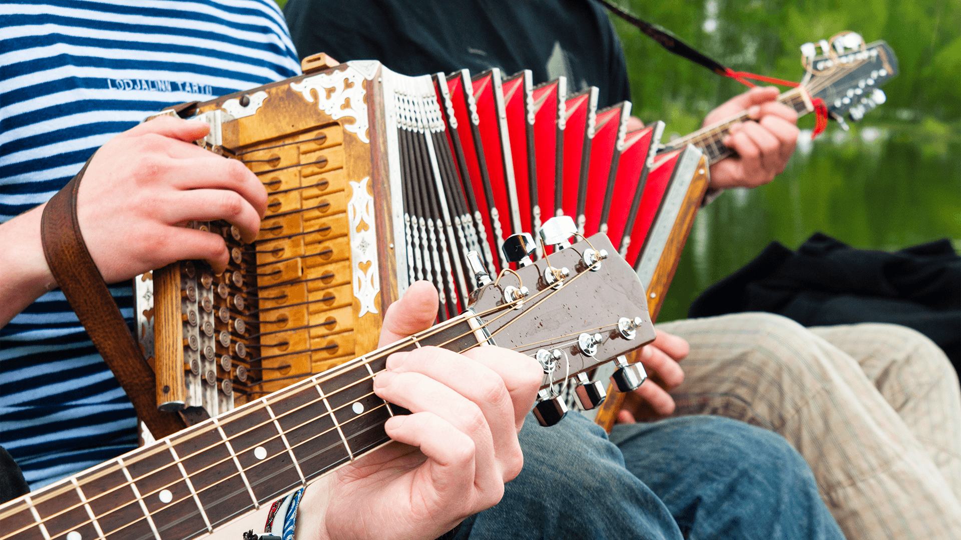 Musicians playing together on stage