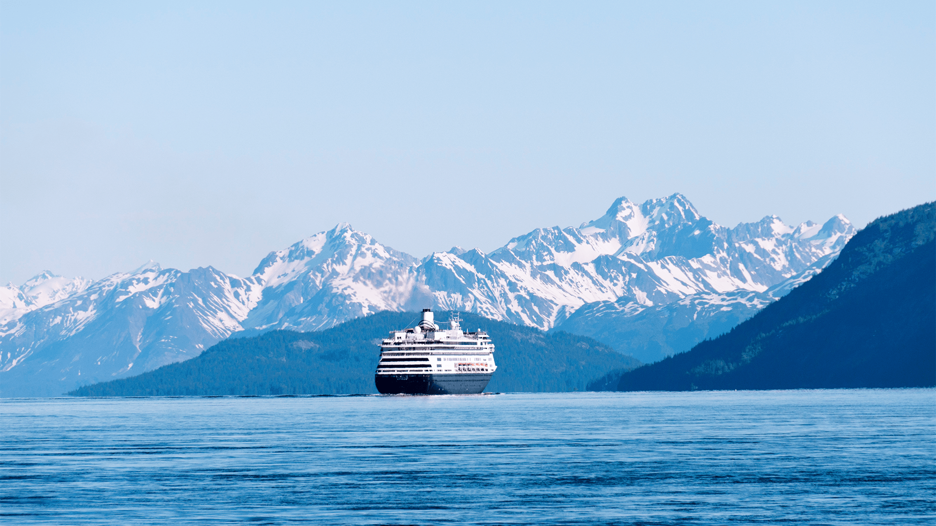 Cruise ship sailing through Glacier Bay National Park