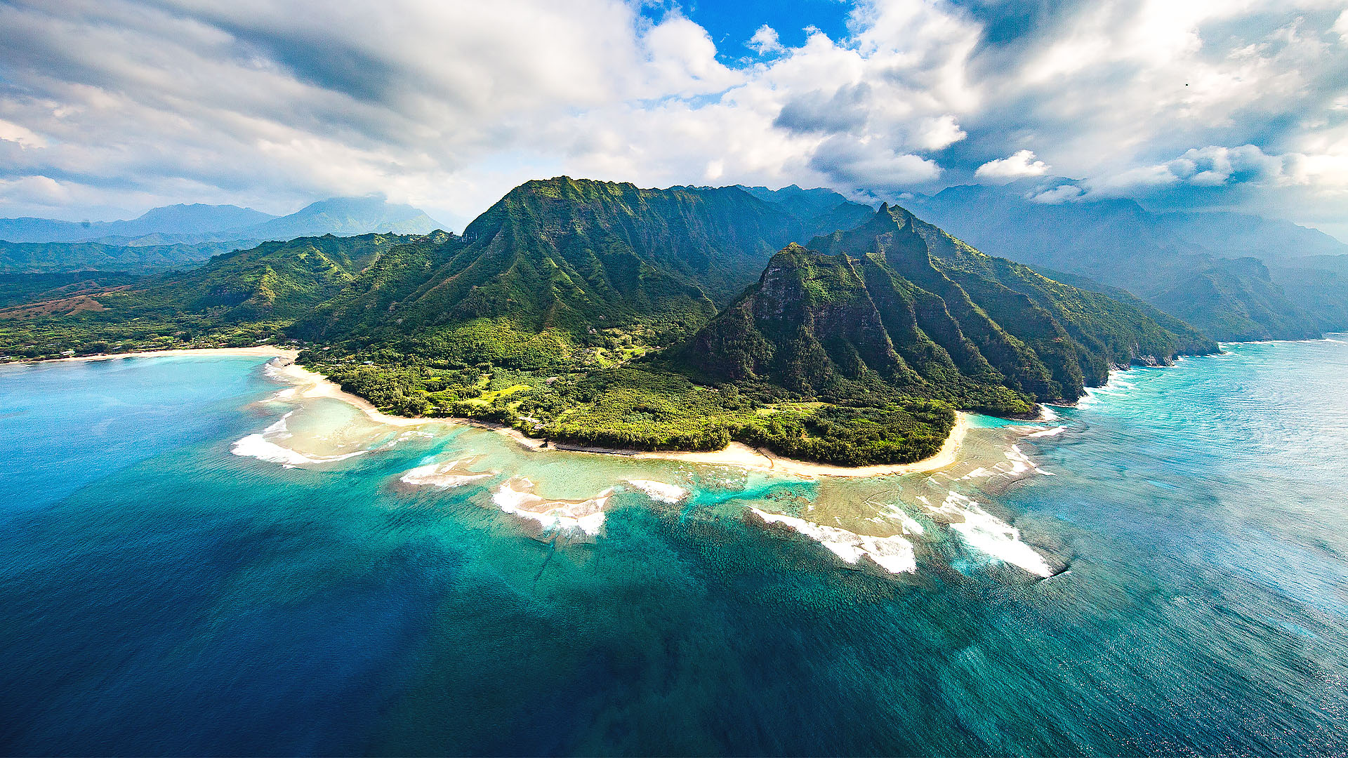 Aerial View Of Na Pali Coast Kauai
